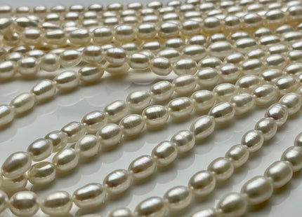 6x8-10 mm AA Natural White Rice Freshwater Pearl Beads Genuine Freshwater Rice / Oval Pearls High Luster Freshwater Pearl Beads #P1695