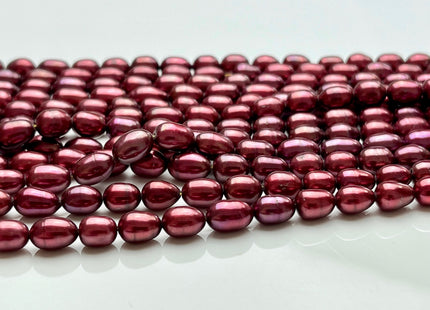 6x8mm AAA Burgundy Color Rice/Oval Freshwater Pearl Beads Genuine Cultured High Luster Freshwater Pearls 45 Pieces #P1696