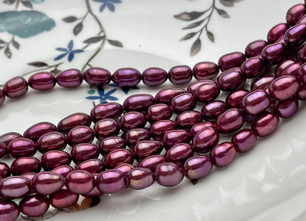 6x8-9mm AAA Burgundy Purple Color Rice/Oval Freshwater Pearl Beads Genuine Cultured High Luster Freshwater Pearls 40-45 Beads #P1697