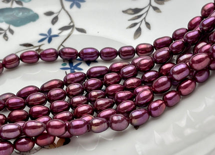 6x8-9mm AAA Burgundy Purple Color Rice/Oval Freshwater Pearl Beads Genuine Cultured High Luster Freshwater Pearls 40-45 Beads #P1697