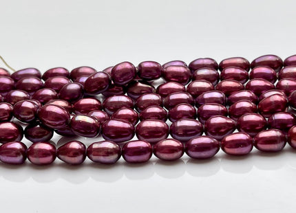 6x8-9mm AAA Burgundy Purple Color Rice/Oval Freshwater Pearl Beads Genuine Cultured High Luster Freshwater Pearls 40-45 Beads #P1697