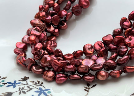 10-11 mm AAA Fuchsia Pink Color Keshi Nugget Freshwater Pearl Beads Center Drilled Very Rare Super High Luster Keshi Nugget Pearl #P1747