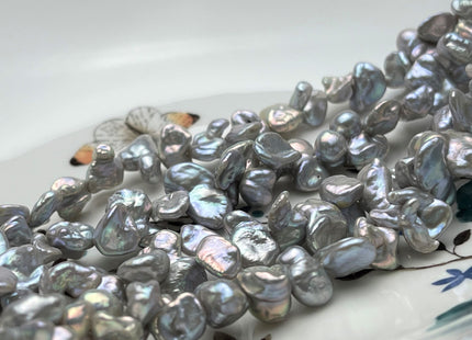 7-10x12-15 mm AAAA Very Rare Gray Color Double Keshi Irregular Pearl Beads Genuine Freshwater Super High Luster Limited Edition Pearl #P1742