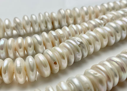 14.5 mm Large Rondelle White Freshwater Coin Pearls Genuine Cultured Freshwater Coin Pearls Beads Limited Edition Rondelle Shape # 1228