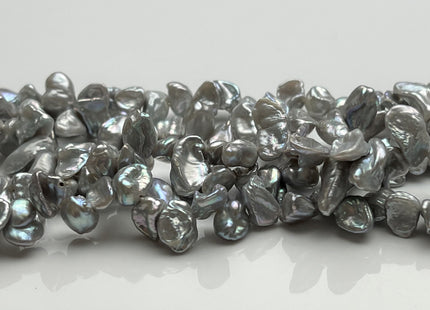 6-7x8-12 mm AAA High Luster Silver Gray Keshi Freshwater Pearl Beads Top Drilled Gray Keshi Pearls Dancing Silver Pearl Beads #P1744