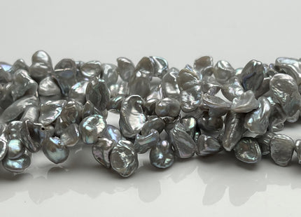 6-7x8-12 mm AAA High Luster Silver Gray Keshi Freshwater Pearl Beads Top Drilled Gray Keshi Pearls Dancing Silver Pearl Beads #P1744