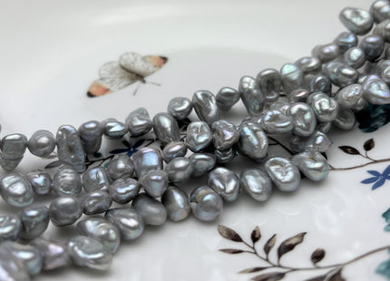 7-8x9-11 mm Gray Color Keshi Freshwater Pearl Beads Top Drilled Genuine Dancing Thick Keshi Pearls #P1740