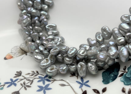 7-8x9-11 mm Gray Color Keshi Freshwater Pearl Beads Top Drilled Genuine Dancing Thick Keshi Pearls #P1740
