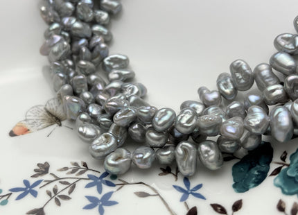 7-8x9-11 mm Gray Color Keshi Freshwater Pearl Beads Top Drilled Genuine Dancing Thick Keshi Pearls #P1740