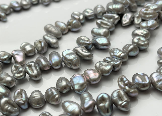 7-8x9-11 mm Gray Color Keshi Freshwater Pearl Beads Top Drilled Genuine Dancing Thick Keshi Pearls #P1740