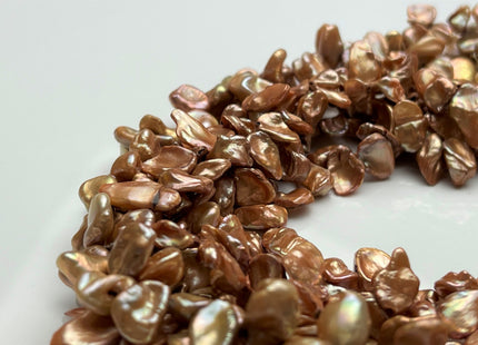 7-8x10-12 mm AA Champagne Color Freshwater Keshi Pearl Beads Genuine Taupe Color Keshi Top Drilled Pearls #P1746