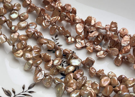 7-8x10-12 mm AA Champagne Color Freshwater Keshi Pearl Beads Genuine Taupe Color Keshi Top Drilled Pearls #P1746