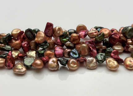 7-8x9-10 mm Mixed Green Champagne Pink Color Keshi Freshwater Pearl Beads Top Drilled Rare Genuine High Luster Pearls #P1748