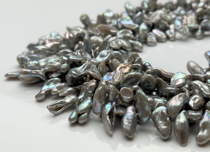 6-7x10-15 mm AA High Luster Silver Gray Keshi Freshwater Pearl Beads Top Drilled Gray Long Keshi Pearls Dancing Silver Pearl Beads #P1739