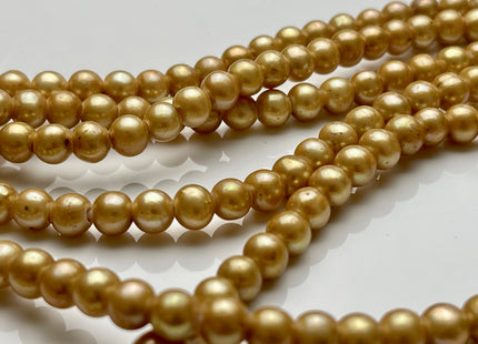 6.5 mm Large Hole Gold Champagne Potato Freshwater Pearl Hole Size 1.8mm Large Hole Beads Genuine Large Hole Freshwater Pearls #003