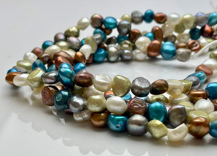 9-10 mm Large Hole Mixed White Gray Brown Blue Green Color Nugget Shape Freshwater Pearls Beads Hole Size 2.2mm Genuine Pearl Beads #1096