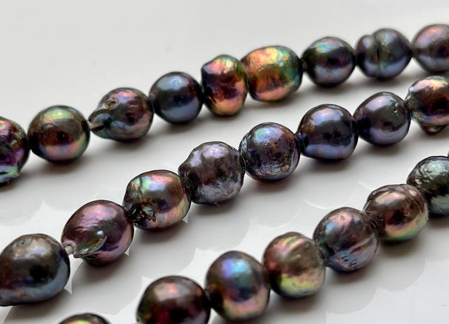 10-11.5mm 15-16 mm AA Large Hole Dark Peacock Baroque Pearl Hole Size 2.0mm Rare Genuine Large Hole Baroque Pearl Beads #261