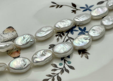 9-10x13-14 mm AA Natural Freshwater Pearl Oval Coin, Cultured Genuine Coin Pearls High Luster White Oval Coin Pearl Beads #1184