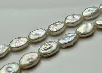 9-10x13-14 mm AA Natural Freshwater Pearl Oval Coin, Cultured Genuine Coin Pearls High Luster White Oval Coin Pearl Beads #1184