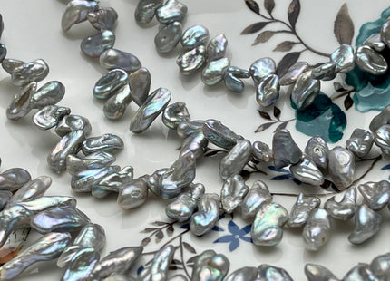 6-7x10-15 mm AA High Luster Silver Gray Keshi Freshwater Pearl Beads Top Drilled Gray Long Keshi Pearls Dancing Silver Pearl Beads #P1739