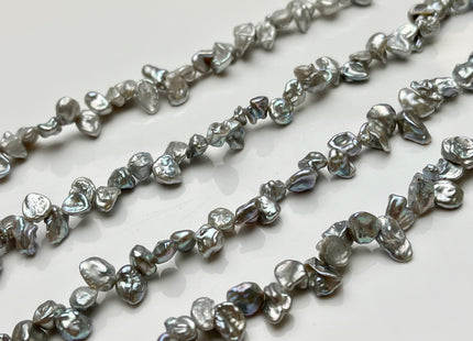 6-7x8-12 mm AAA High Luster Silver Gray Keshi Freshwater Pearl Beads Top Drilled Gray Keshi Pearls Dancing Silver Pearl Beads #P1744