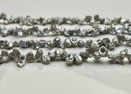 6-7x8-12 mm AAA High Luster Silver Gray Keshi Freshwater Pearl Beads Top Drilled Gray Keshi Pearls Dancing Silver Pearl Beads #P1744