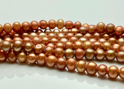 7.5-8 mm AA Orange Copper Color Large Hole Potato Freshwater Pearl Beads Hole Size 2 mm Genuine Large Hole Freshwater Pearls #191