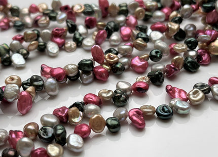 5x6-7 mm AAA Mixed Green Champagne Pink Gray Color Keshi Freshwater Pearl Beads Top Drilled Rare Genuine High Luster Tiny Pearls #P1756