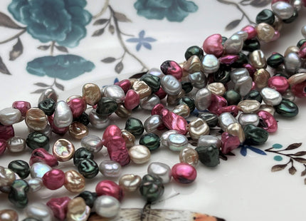 5x6-7 mm AAA Mixed Green Champagne Pink Gray Color Keshi Freshwater Pearl Beads Top Drilled Rare Genuine High Luster Tiny Pearls #P1756