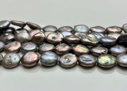 12 mm Mauve Gray Coin Freshwater Pearl Beads, Flat Coin Freshwater Pearl Beads, Coin Pearl Beads,Dark Gray Coin Pearl #92
