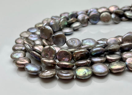 12 mm Mauve Gray Coin Freshwater Pearl Beads, Flat Coin Freshwater Pearl Beads, Coin Pearl Beads,Dark Gray Coin Pearl #92