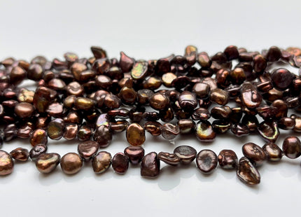 5-7x9mm High Luster Dark Metallic Chocolate Brown Keishi Freshwater Pearl Beads Top Drilled Dancing Brown Pearls Genuine Keshi Pearls #P1710