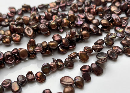 5-7x9mm High Luster Dark Metallic Chocolate Brown Keishi Freshwater Pearl Beads Top Drilled Dancing Brown Pearls Genuine Keshi Pearls #P1710