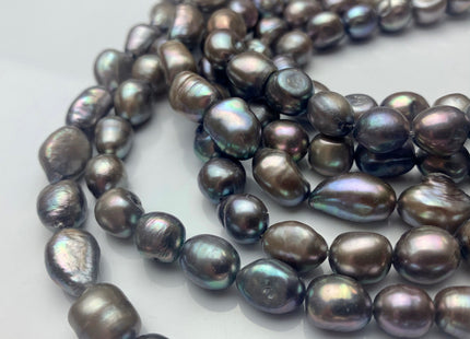 8-9x9-11 mm Abalone Gray Color Rice Nugget Freshwater Pearl Beads Genuine Smooth High Luster Freshwater Rice Nugget Pearls 36 Pieces #P1706