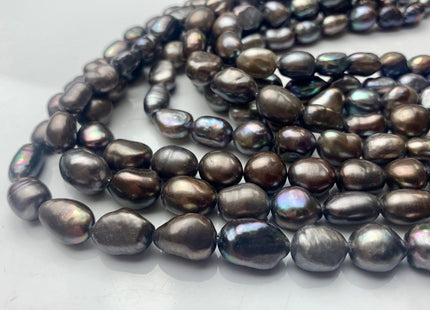 7-9x10-11 mm Dark Abalone Gray Color Rice Nugget Graduated Freshwater Pearl Beads Genuine Freshwater Rice Nugget Pearls Pieces #P1705