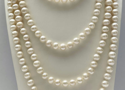 72 inches 8-8.5mm White OR Champange AAA Potato Genuine Freshwater Pearl Necklace, Bridal Pearl Necklace, Long Pearl Necklaces #121