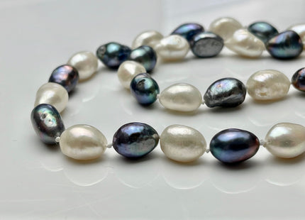 64 inches 8-9 x 10-12 mm Natural White & Peacock Rice Nugget Pearl Necklaces Long Pearl Nugget Necklace, Bridal Necklace #225
