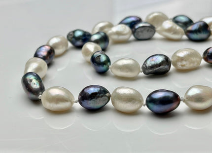 64 inches 8-9 x 10-12 mm Natural White & Peacock Rice Nugget Pearl Necklaces Long Pearl Nugget Necklace, Bridal Necklace #225