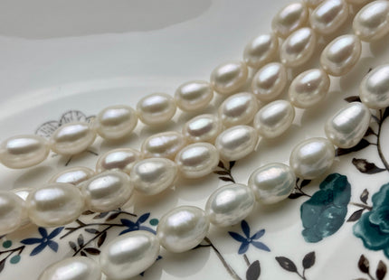 10-11x15-16 mm AAAA Natural White Freshwater Pearls Long Rice/Oval Shape Pearl Beads Genuine High Quality Freshwater Pearls. #1064