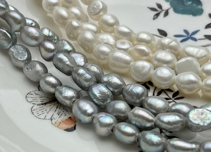 8x10 mm AA Large Hole Rice Nugget Freshwater Pearls 2.0mm Hole, Lustrous Large Hole Genuine Rice Nugget Pearl Beads #1203