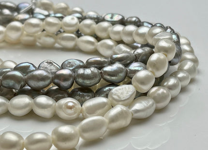 8x10 mm AA Large Hole Rice Nugget Freshwater Pearls 2.0mm Hole, Lustrous Large Hole Genuine Rice Nugget Pearl Beads #1203