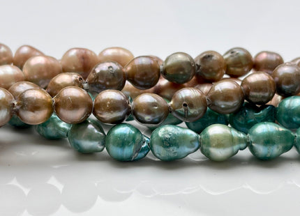 11x13-15 mm approx. Champagne Green OR Copper Color Large Hole Baroque Freshwater Pearl Beads Hole Size 2.2 mm #1124