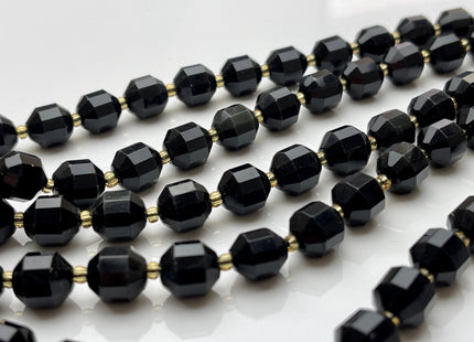 9x10mm Half Strand Faceted Energy Prism Cut Obsidian Gemstone Genuine Double Terminated Points Black Color Obsidian Beads 17 Pieces #3793