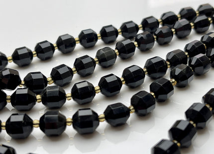 9x10mm Half Strand Faceted Energy Prism Cut Obsidian Gemstone Genuine Double Terminated Points Black Color Obsidian Beads 17 Pieces #3793