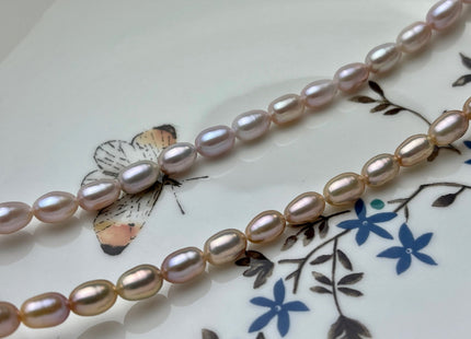 5x7-8mm AAA High Luster Natural Mauve or Golden Pink Rice Freshwater Pearl Beads Large Hole Size 1.0mm Genuine Rice Freshwater Pearls #P1716