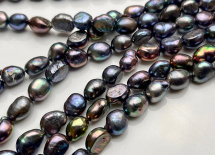 7-8x9-10 mm Rainbow Peacock Color Rice Nugget Freshwater Pearl Beads Genuine Freshwater Pearl Nugget Pearls #P1717
