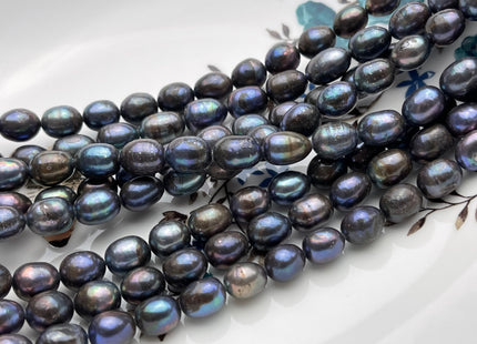7-8x9-10 mm B Grade Peacock Color Freshwater Pearls Long Rice/Oval Shape Pearl Beads Genuine Freshwater Pearls #P1719