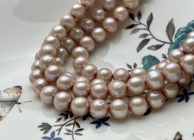 9 mm Pale Pink Color Semi-Round Freshwater Pearls, Genuine HighLuster Semi Round Freshwater Pearls #1278