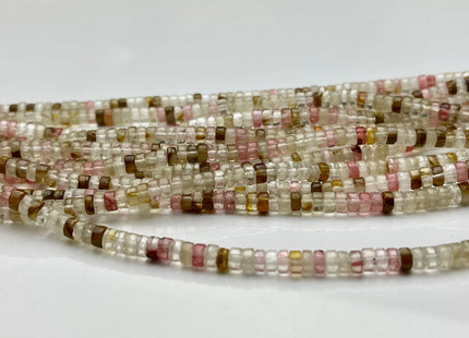 2x4mm Natural Multi Watermelon Color Quartz Heishi Rondelle Shape Genuine Quartz Discs Gemstone Loose Beads 15.5 Inches Strand #3107