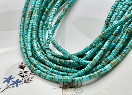 4-4.5 mm Turquoise Heishi Rondelle Shape Loose Beads 15 Inches Strand #2585
